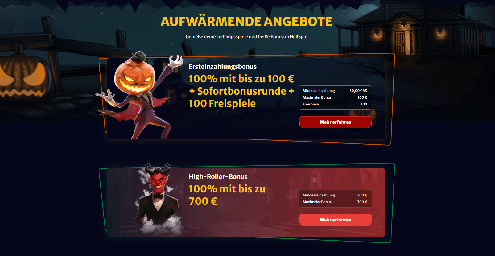 Bônus de boas-vindas do Hellspin – 100% até €500 + 100 FS + 15 FS Sem Depósito
